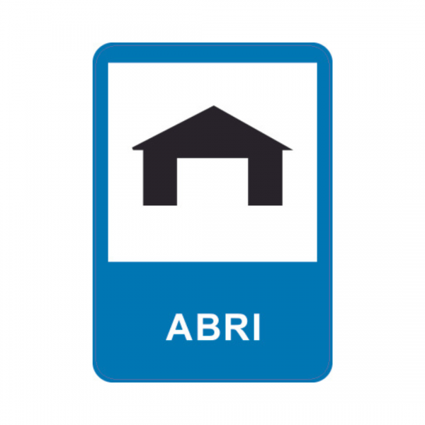 Panneau d'info rectangle Sticker 35x50cm "Abri" REC-STI217